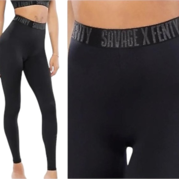 SAVAGE X FENTY Forever Savage Jersey Legging Black High Waist Full Length Pant S - Picture 1 of 8